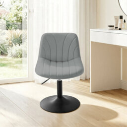 Vasagle Velvet Dressing Table Chair, Height-Adjustable Swivel Stool With Backrest, Grey - thumbnail 6
