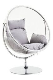 Orsina Durable Hanging Chair With Grey Cushions, Stylish Lounge Chair, Versatile Bedroom Chair, Stable Lawn Chair - thumbnail 1