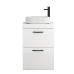 Royal Bathrooms Turin 800mm Freestanding Bathroom Vanity Unit With Sink 2 Drawer Gloss White & Lyon Countertop Basin - thumbnail 5