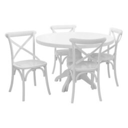 Orsina Contemporary White Wash 5Pc Dining Set, Space Saving Design Dining Set, Durable Small Dining Set For House - thumbnail 2