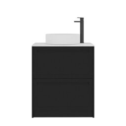 Royal Bathrooms Royal Bathroom Elmore 700mm Matt Nocturne Black Freestanding Countertop Bathroom Vanity Unit 2 Drawer With Art Basin - thumbnail 7