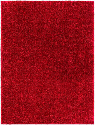 Livabliss Cloudy Shaggy-Solid Color Red Plush Soft Pile Living Bedroom Rug 160 X 213 Cm Easy Care, Non Shedding - image 1