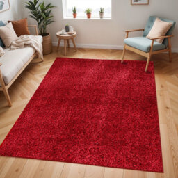 Livabliss Cloudy Shaggy-Solid Color Red Plush Soft Pile Living Bedroom Rug 160 X 213 Cm Easy Care, Non Shedding - thumbnail 2