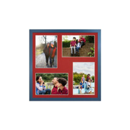AK Frames 12X12 Navy Blue Sleek Multi Photo Frame With Crimson Mount - Holds 4 Apertures (4X) 6X4 Photos - thumbnail 1