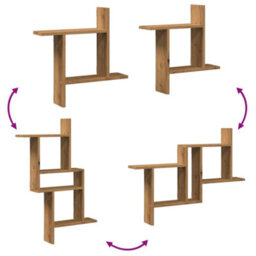 Berkfield Wall Shelves 2 Pcs Artisian Oak 50X12X50 Cm Engineered Wood - thumbnail 7
