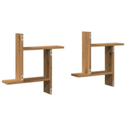 Berkfield Wall Shelves 2 Pcs Artisian Oak 50X12X50 Cm Engineered Wood - thumbnail 6