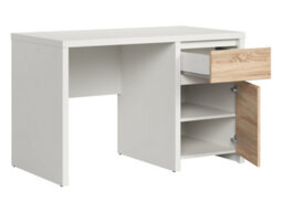Arte Kaspian Desk 120Cm White Matt & Oak Sonoma, Two-Tone Home Office Desk With Door, Shelf & Drawer - thumbnail 3