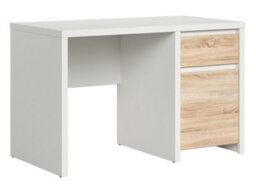 Arte Kaspian Desk 120Cm White Matt & Oak Sonoma, Two-Tone Home Office Desk With Door, Shelf & Drawer - thumbnail 1