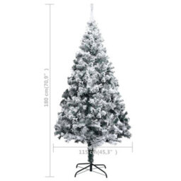 Berkfield Artificial Christmas Tree With Flocked Snow Green 180 Cm Pvc - thumbnail 6
