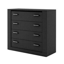 Arte Idea Contemporary Chest Of Drawers Silver Handles 4 Drawers Black (H)910mm (W)1000mm (D)420mm - thumbnail 3