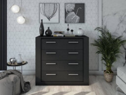 Arte Idea Contemporary Chest Of Drawers Silver Handles 4 Drawers Black (H)910mm (W)1000mm (D)420mm - thumbnail 2