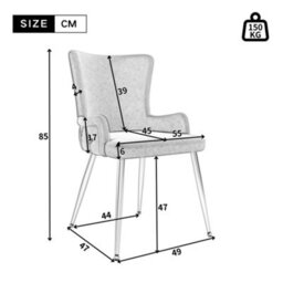 HomeTouch Set Of 2 Modern Grey Velvet Dining Chairs With Wing Back & Silver Legs - thumbnail 9