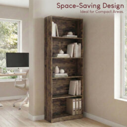 Lassic Vida Designs Cambridge 5 Tier Extra Large Bookcase Freestanding Wooden Storage Shelf Display Unit, White - thumbnail 4