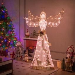 Costway 150 Cm Lighted Christmas Angel Decoration W/ 100 Warm White Led Lights - thumbnail 3