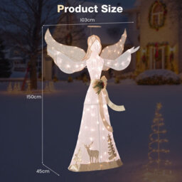Costway 150 Cm Lighted Christmas Angel Decoration W/ 100 Warm White Led Lights - thumbnail 2