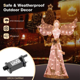 Costway 150 Cm Lighted Christmas Angel Decoration W/ 100 Warm White Led Lights - thumbnail 6