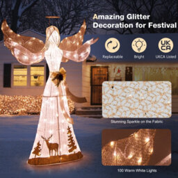 Costway 150 Cm Lighted Christmas Angel Decoration W/ 100 Warm White Led Lights - thumbnail 5