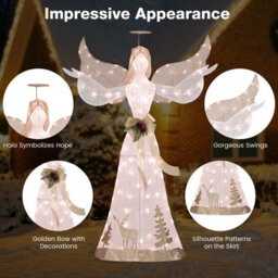 Costway 150 Cm Lighted Christmas Angel Decoration W/ 100 Warm White Led Lights - thumbnail 8