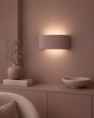 Valuelights Vincent Dusky Pink Curved Ceramic Up/down Flush Wall Sconce Light - image 1