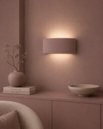 Valuelights Vincent Dusky Pink Curved Ceramic Up/down Flush Wall Sconce Light - thumbnail 1