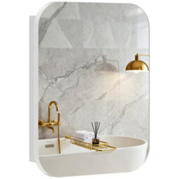 Homcom Wall Mounted Bathroom Cabinet With Mirror Adjustable Shelves White - thumbnail 2
