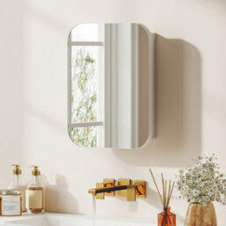Homcom Wall Mounted Bathroom Cabinet With Mirror Adjustable Shelves White - thumbnail 1