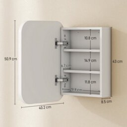 Homcom Wall Mounted Bathroom Cabinet With Mirror Adjustable Shelves White - thumbnail 3