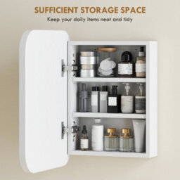Homcom Wall Mounted Bathroom Cabinet With Mirror Adjustable Shelves White - thumbnail 5