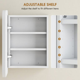 Homcom Wall Mounted Bathroom Cabinet With Mirror Adjustable Shelves White - thumbnail 7