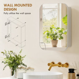 Homcom Wall Mounted Bathroom Cabinet With Mirror Adjustable Shelves White - thumbnail 4