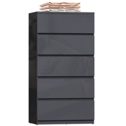 Homcom Bedroom Chest Of Drawers, 5 Drawers Dresser, Drawer Unit, Grey - thumbnail 2