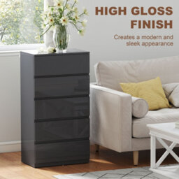 Homcom Bedroom Chest Of Drawers, 5 Drawers Dresser, Drawer Unit, Grey - thumbnail 5