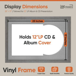 "AK Frames 25X17"" Grey Marble Modern Vinyl Record Frame With Silver Mount For 12 Inch Lp Cover & Disc - Overlapped Design" - thumbnail 2