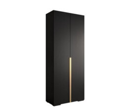 Arte Stylish Black Inova I Hinged Door Wardrobe W1000mm H2370mm D470mm - Modern Storage With Vertical Gold Handles - thumbnail 1
