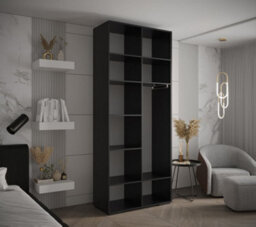Arte Stylish Black Inova I Hinged Door Wardrobe W1000mm H2370mm D470mm - Modern Storage With Vertical Gold Handles - thumbnail 5