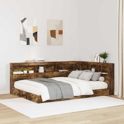 Berkfield With Headboard 2 Pcs Smoked Oak 140 X 200 Cm Engineered Wood - image 1