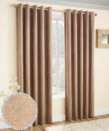 Enhanced Living Vogue Latte Natural 66 X 72 Inch (168X183Cm) Eyelet Thermal Noise Reducing Dim Out Curtains (Pair)