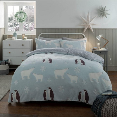 Smart Living Teddy Penguin & Polar Bear Glow In The Dark Reversible Duvet Cover With Pillowcases - image 1