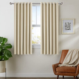 Bedlooms Cream Thermal Insulated Blackout Window Eyelet Curtain (Pair) 46 X 54 Inches With Tie Backs Two - thumbnail 2
