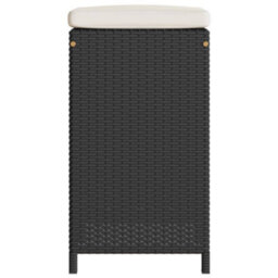 Berkfield Garden Bar Stools With Cushions 4 Pcs Black Poly Rattan - thumbnail 5