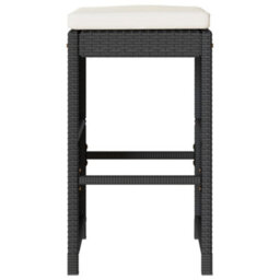 Berkfield Garden Bar Stools With Cushions 4 Pcs Black Poly Rattan - thumbnail 4