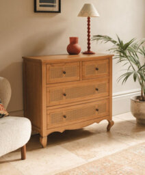 Statement Furniture Louis Aged Oak Rattan 4 Drawer Chest - thumbnail 2