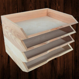 Woodeedoo Set Of 4 Stackable Horizontal Wooden Letter Tray A4 Document Holder Paper Sorter For Desk Or Office 34 X 27 X 6 Cm
