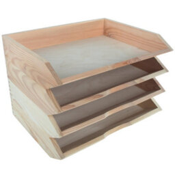 Woodeedoo Set Of 4 Stackable Horizontal Wooden Letter Tray A4 Document Holder Paper Sorter For Desk Or Office 34 X 27 X 6 Cm - thumbnail 9