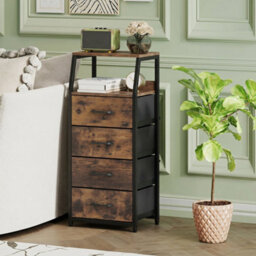 Brown 5 Drawer Storage Cabinet Vertical Storage Dresser With Foldable Fabric Drawers - thumbnail 3