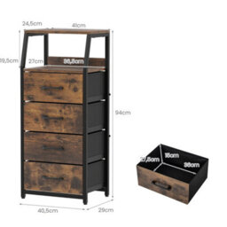 Brown 5 Drawer Storage Cabinet Vertical Storage Dresser With Foldable Fabric Drawers - thumbnail 5