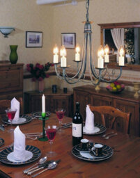 Luminosa Lighting Elstead Minster 6 Light Chandelier Black, Gold Finish, E14 - thumbnail 2