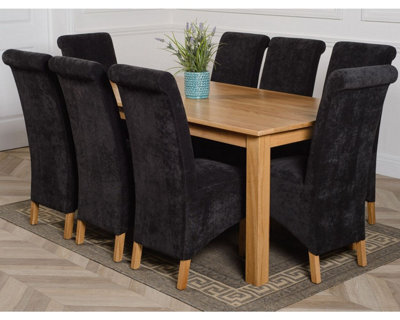 That's Furniture Oslo 180 X 90 Cm Large Oak Dining Table And 8 Chairs Dining Set With Montana Black Fabric Chairs - image 1