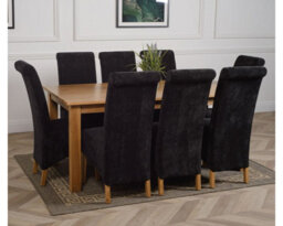 That's Furniture Oslo 180 X 90 Cm Large Oak Dining Table And 8 Chairs Dining Set With Montana Black Fabric Chairs - thumbnail 3