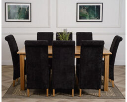 That's Furniture Oslo 180 X 90 Cm Large Oak Dining Table And 8 Chairs Dining Set With Montana Black Fabric Chairs - thumbnail 2